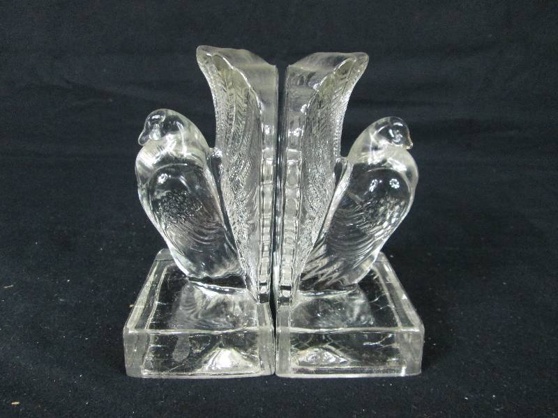 lot 51 image: Glass Bird Bookends