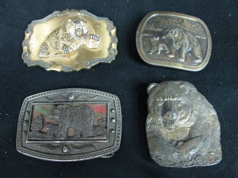 lot 67 image: 4 Bear Belt Buckles