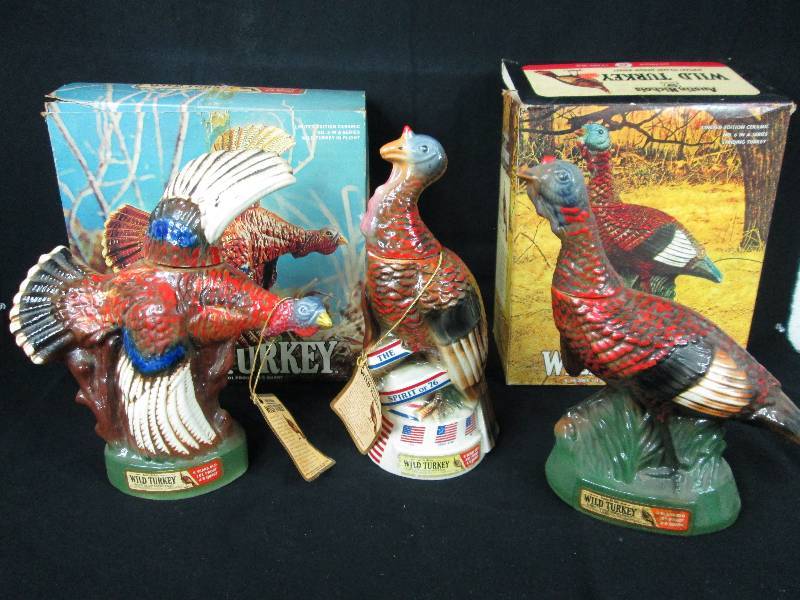 lot 91 image: Wild Turkey Whiskey Decanters # 3, 5 & 7