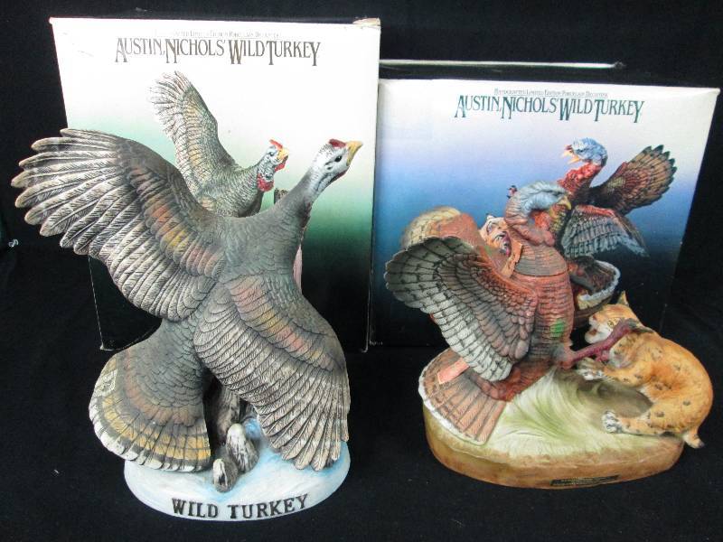 lot 92 image: Wild Turkey Whiskey Decanters Flying & Bobcat