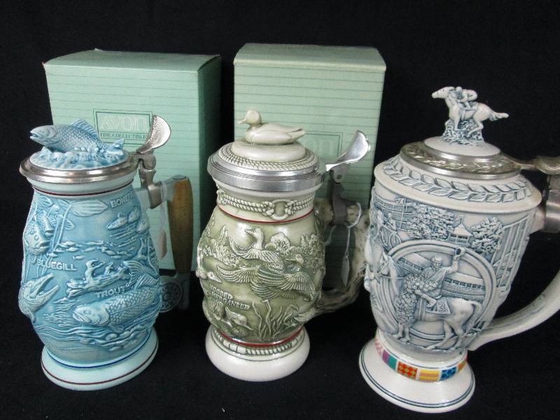 lot 161 image: 3 Avon Beer Steins