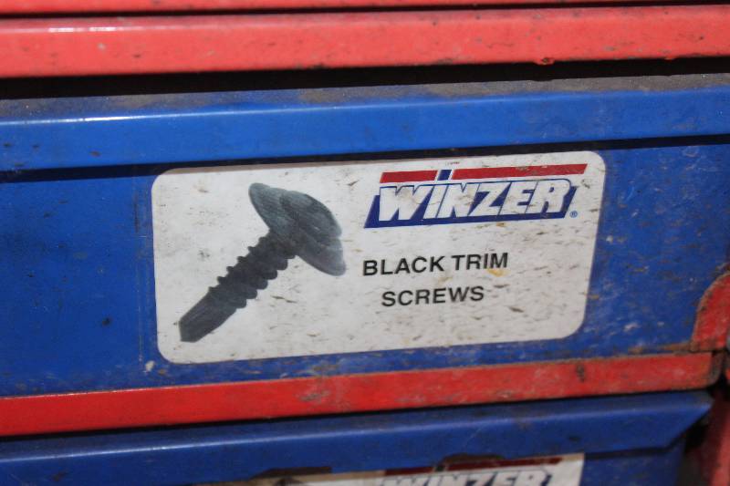 lot 117 image: Winzer Fastener Organizers Including Trim Screws, Drain Plugs w Washers, JIS Flange Bolts