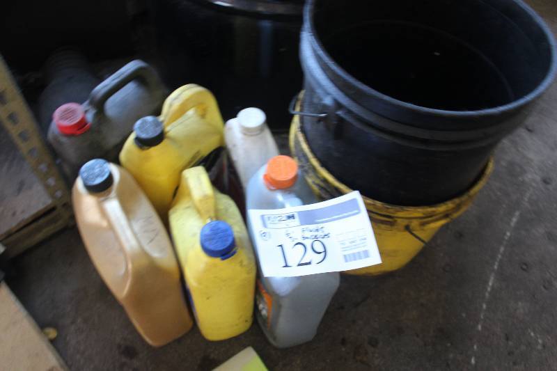lot 129 image: Lot of (9) Including 6) 1-Gallon Coolant Fluids AND 3) Buckets
