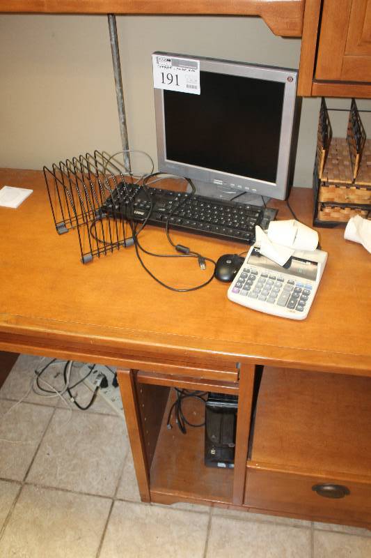 lot 191 image: Lot of Computer Electronics Including HP Pavilion Slimline Desktop, Monitor, Keyboard, Organizer, Adding Machine, And More