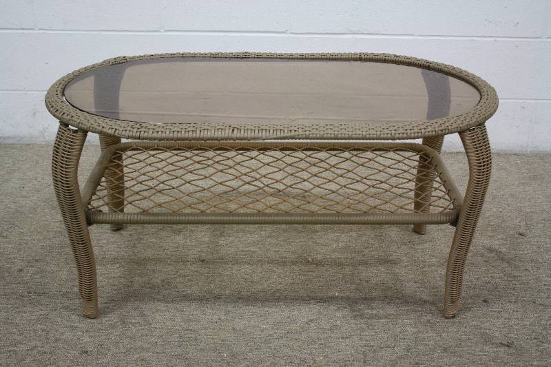 Glass Wicker Coffee Table