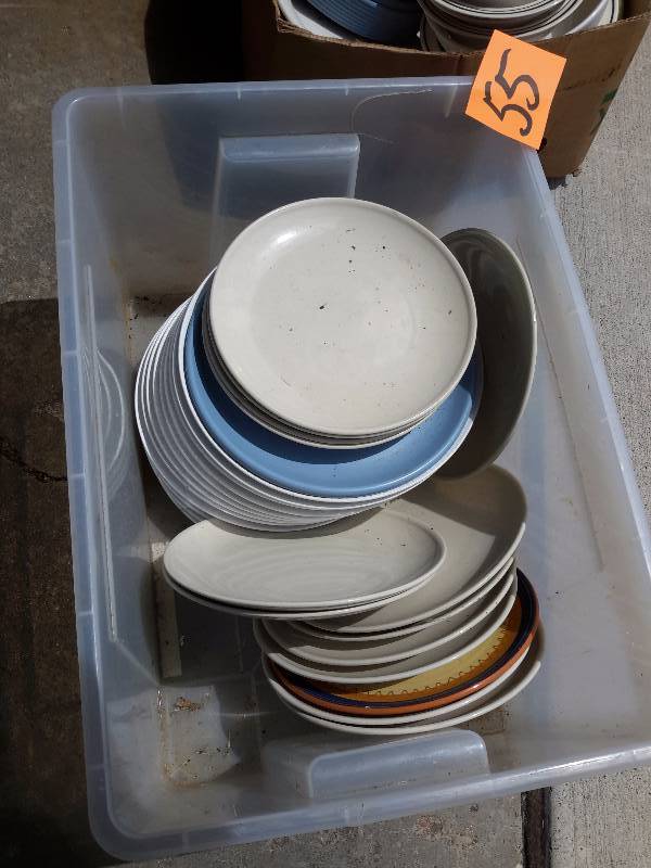 2 Bins of Misc. Type of plates, bowls.. A lot are restaurant quality.