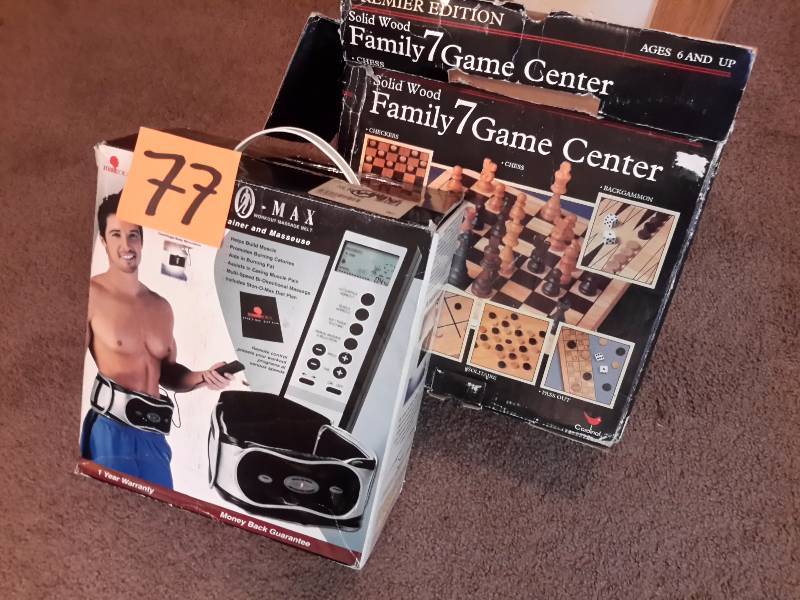 Family Game Center.. 2 Boards and different types of games.. Looks like most is there, but please inspect  Waste band massage trainer.. Untested, but looks like it is almost new