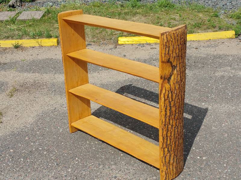 lot 7 image: Hand Made Log 4 Shelf Bookshelf by Ellis