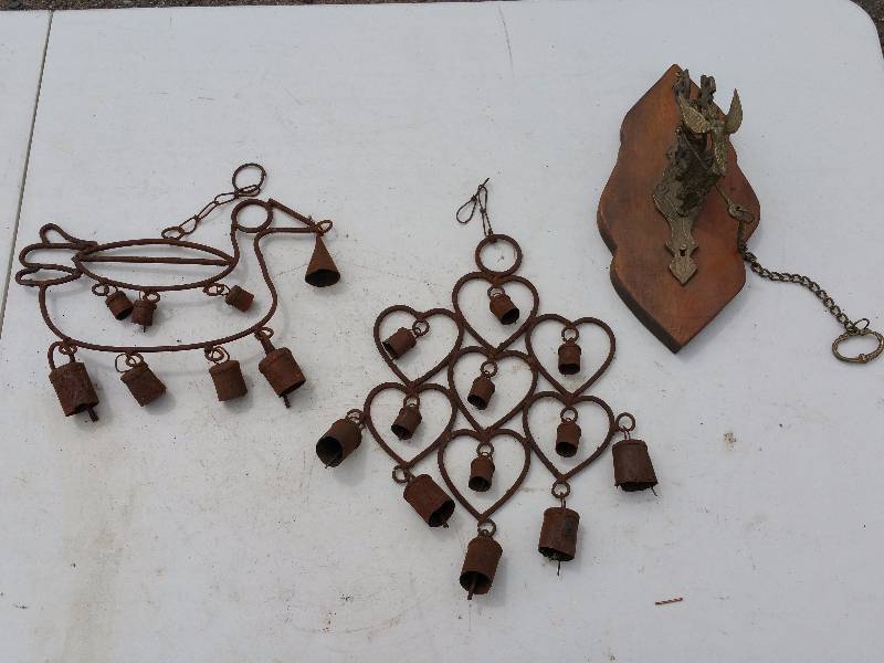 lot 100 image: Rustic Goat Bell Windchimes  Victorian Bell Ringer