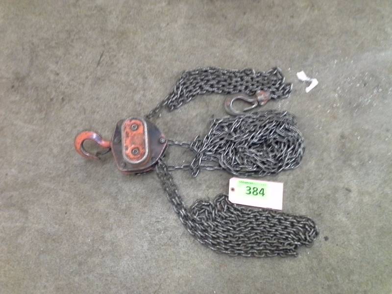 lot 384 image: 1 Ton 20 looks like Jet hoist. Please inspect