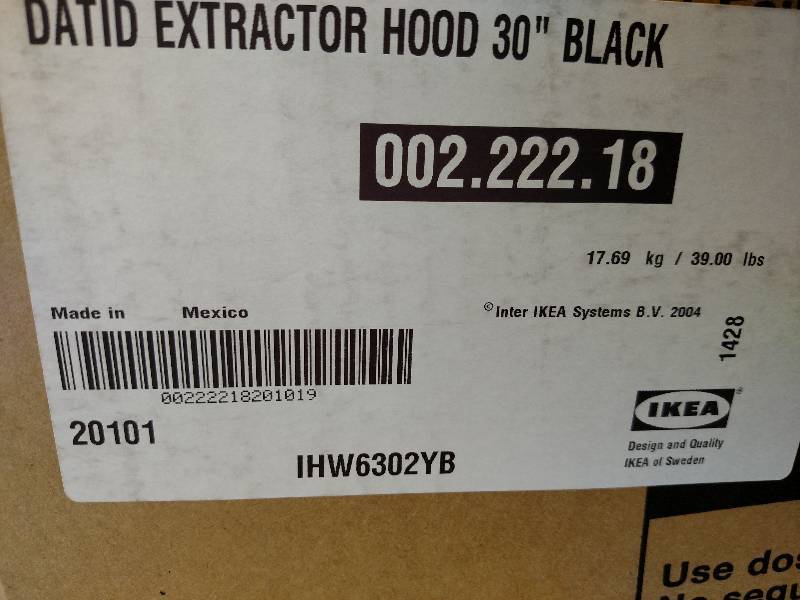 Ikea Model IHW6302YB 30 Wall Mount...