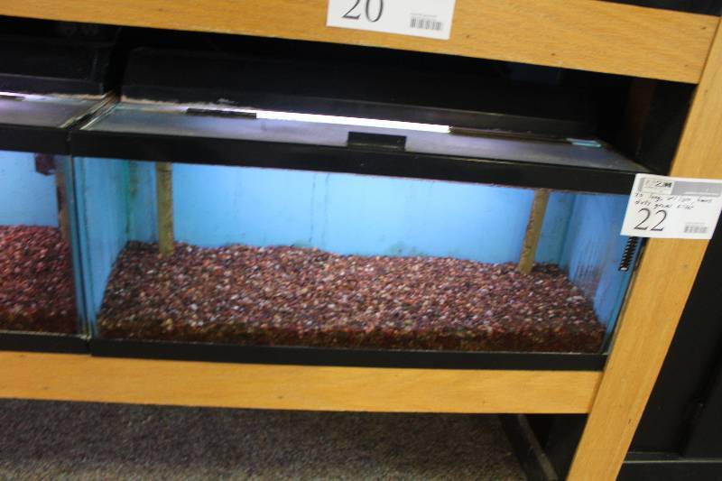 lot 22 image: 20-Gallon Long Aquarium w Glass top, 30 Light, Under-gravel Filter, and Gravel