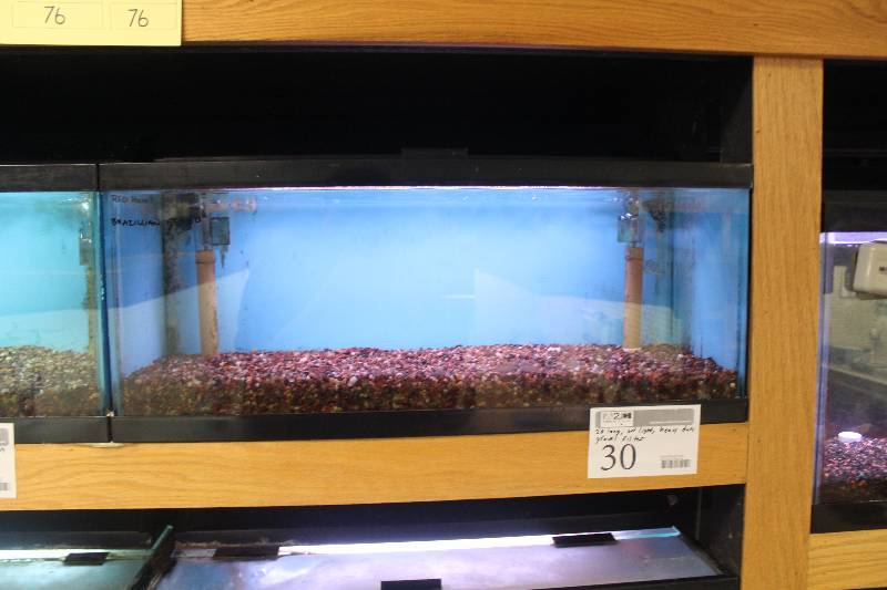 lot 30 image: 20-Gallon Long Aquarium w Glass top, 30 Light, Under-gravel Filter, and Gravel