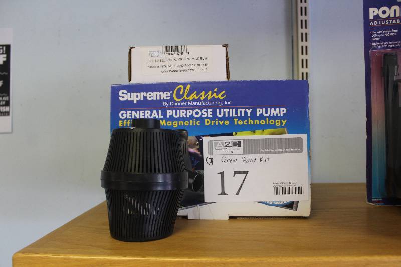 lot 17 image: Danner Supreme 950 GPH Pump with Prefilter attachment and New Back-up Impeller Assembly