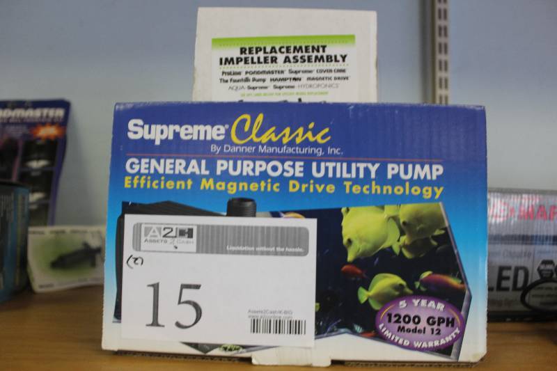 lot 15 image: Danner Supreme 1200 GPH Pump with New Back-up Impeller Assembly