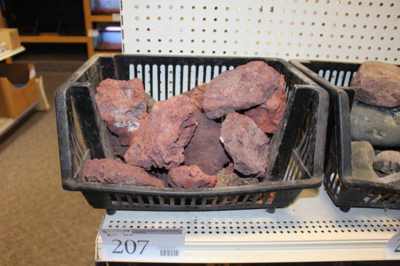 lot 207 image: Bin Lot of Large Red Lava Aquarium Rocks