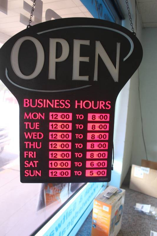 lot 104 image: OPEN Sign w Hours, Operational