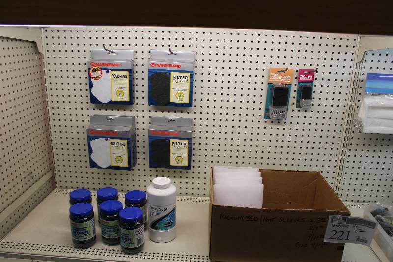 lot 221 image: WallShelf Lot of Aquarium Equipment Including Filters, Carbon