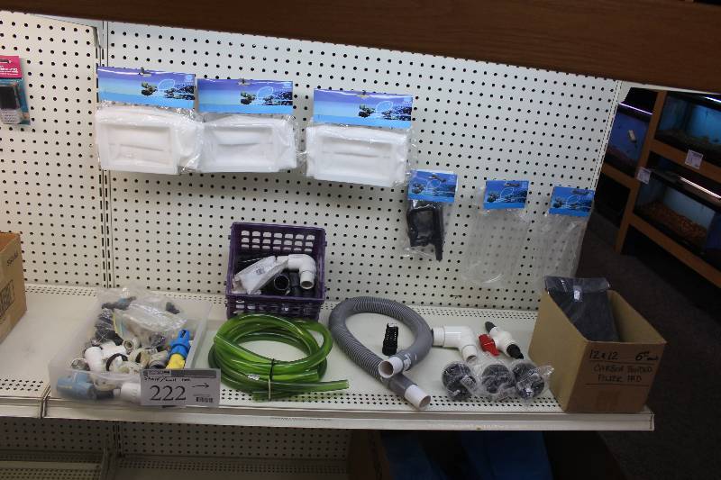 lot 222 image: WallShelf Lot of Aquarium Equipment Including Tubing, Filter Media Pad, And More