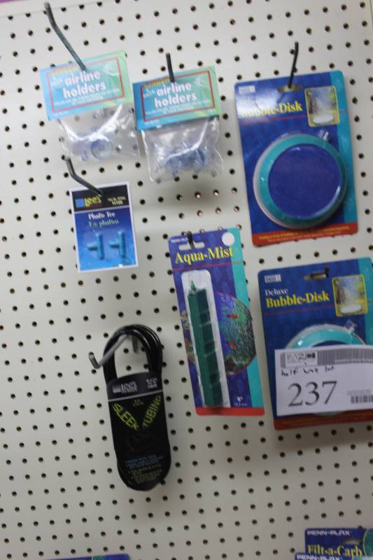 lot 237 image: Half Wall Lot of Aquarium Equipment Including Air Hose, Hose Mounts, Mister, Bubble Disk