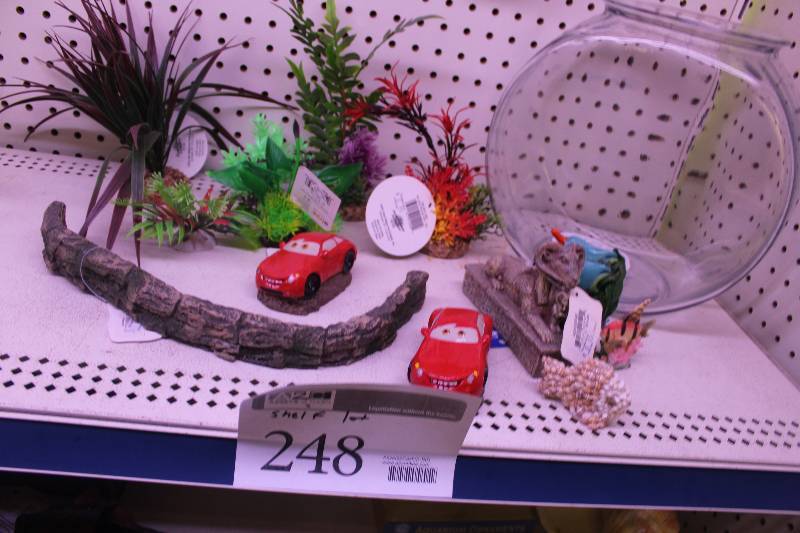 lot 248 image: Shelf Lot of Aquarium Decorations