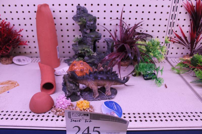 lot 245 image: Shelf Lot of Aquarium Decorations