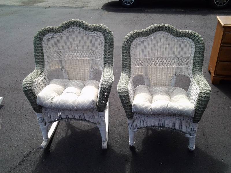 2-White Wicker Chairs