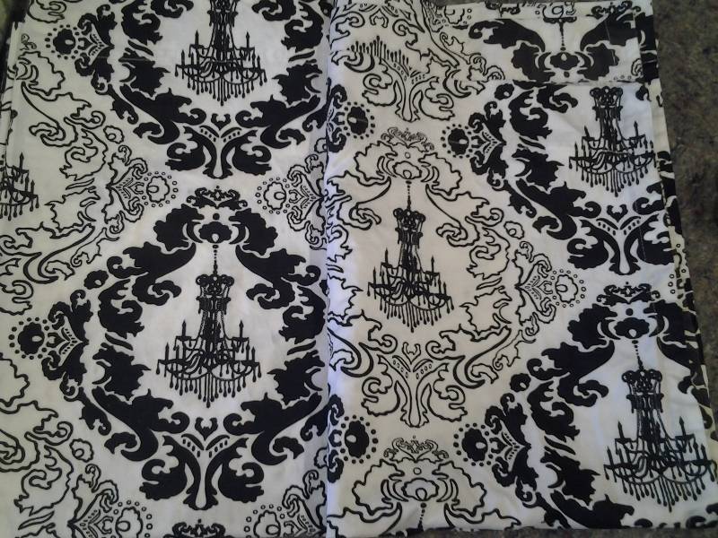 Pair Of Black & White Chandelier Panels (84 Inch)