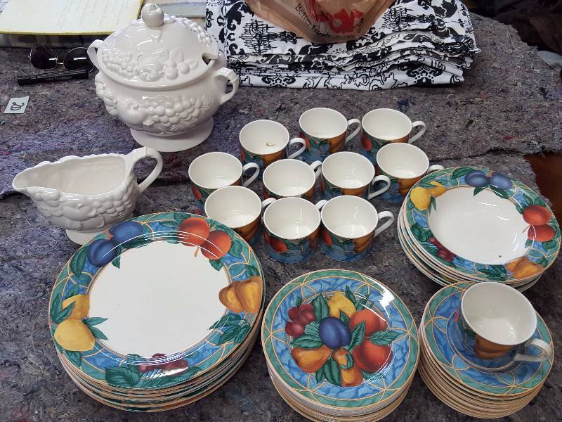 Fruit Pattern Dishes, Soup Tureen & Gravy Server