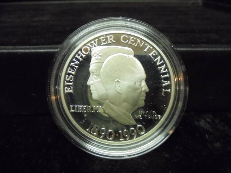 1990 Eisenhower Centennial Proof SILVER Dollar in Velvet Display
