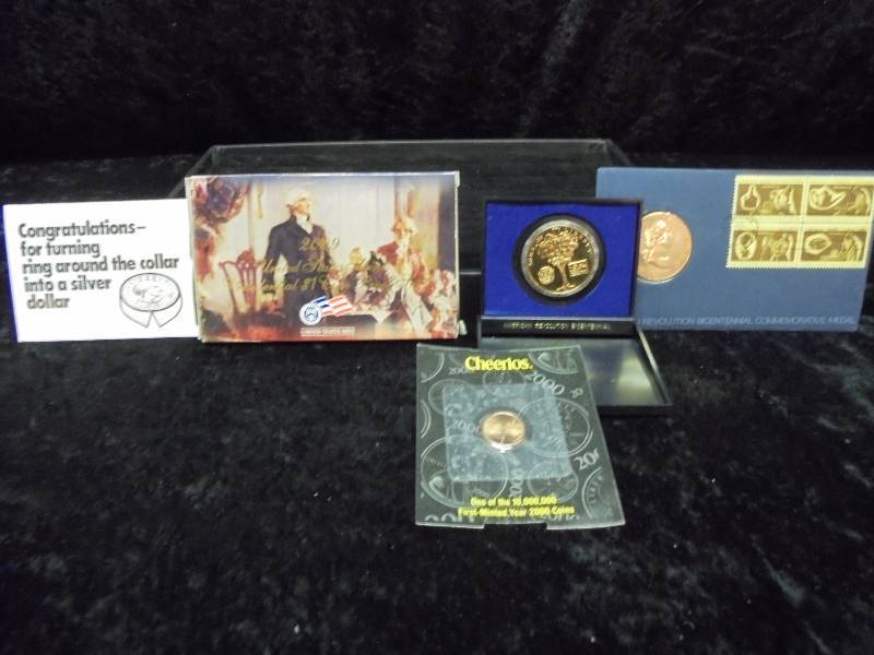 Lot - Misc Coins, 2009 Mint Presidential $1, Bicentennial, etc