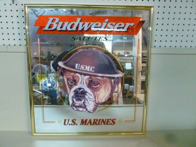 lot 18 image: Budweiser US Marines Beer Mirror