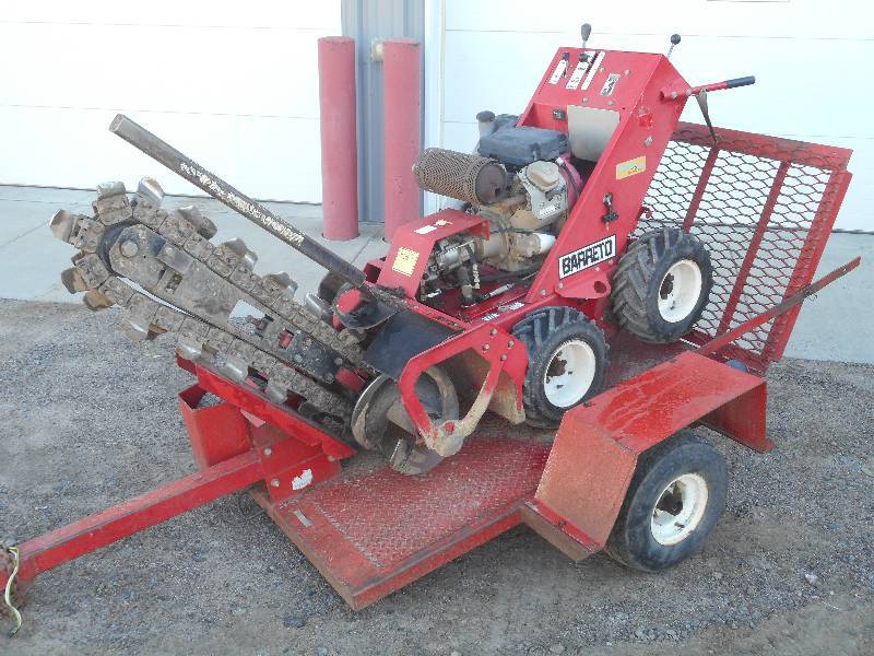 lot 1 image: Baretto 1824-D Commercial Trencher With Baretto Single Axle Trencher Trailer