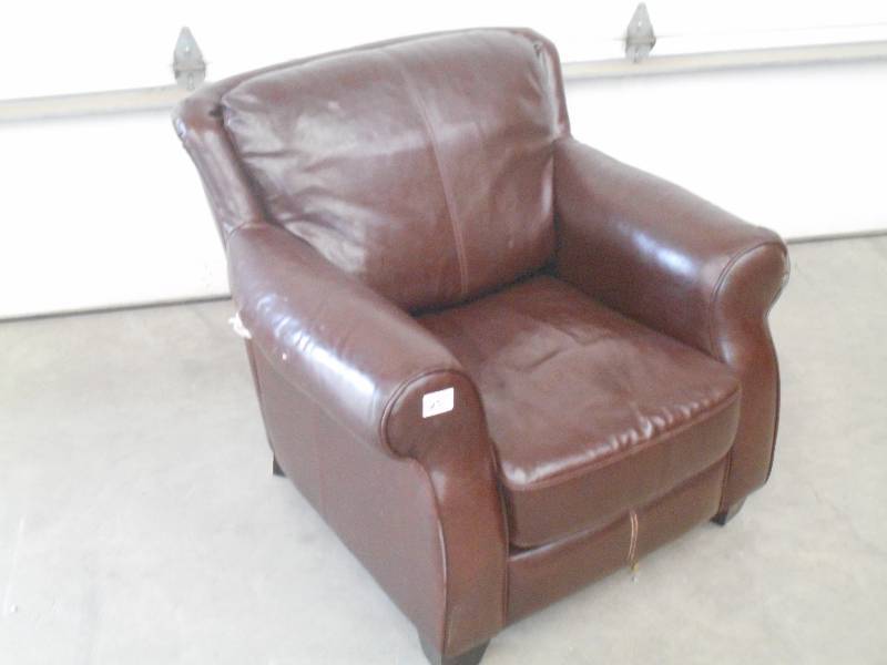 lot 25 image: (1) Cushioned Leather Arm Chair, Us...