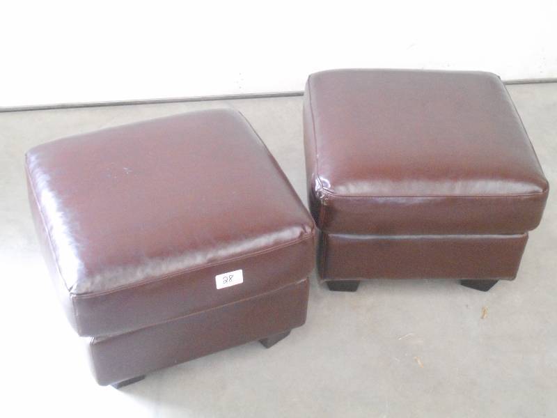 lot 28 image: (2) Leather Ottomans, Matches Lots ...