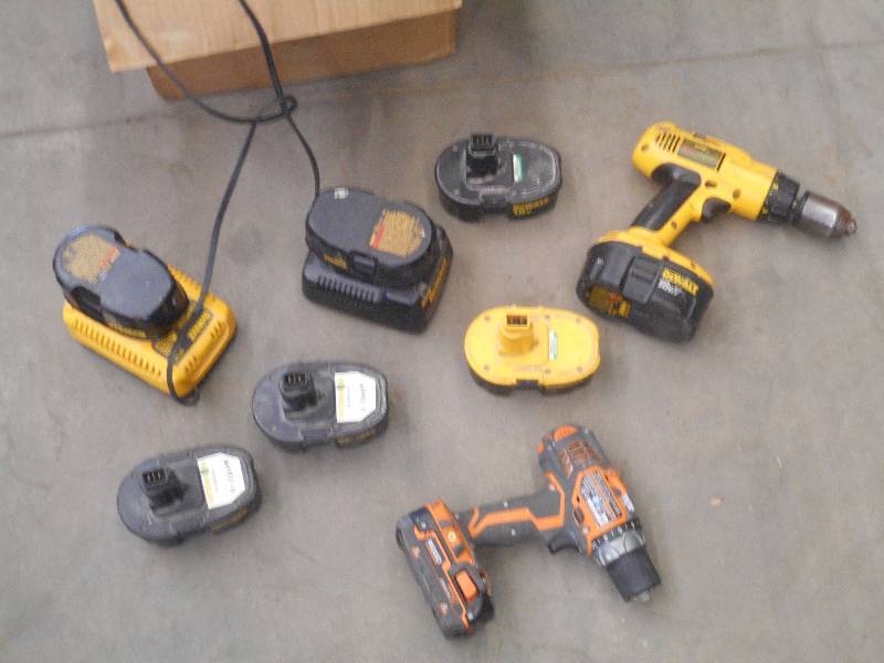 lot 75 image: Box Of DeWalt 18Volt Batteries, Cha...