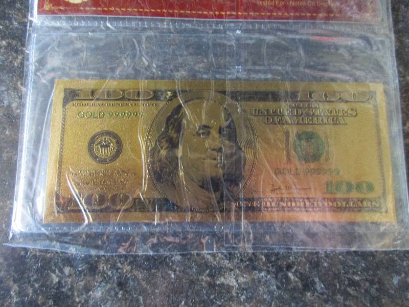 $100 24K Carat 99.9% Pure Gold Banknote-COA