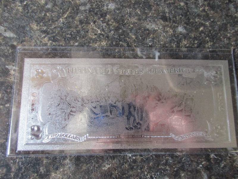 $2 Bill 99.9% Pure Silver Plated