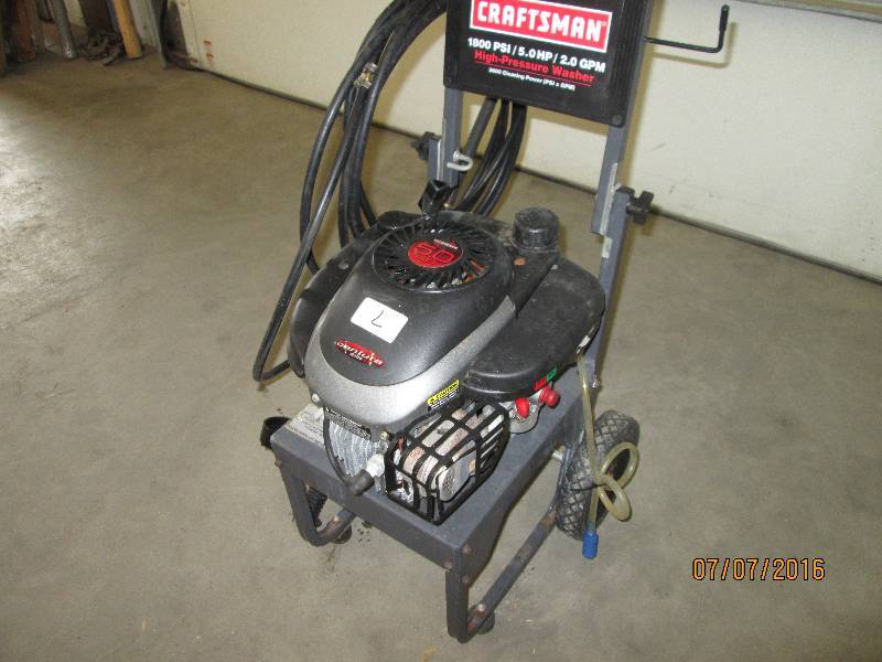 lot 7 image: Craftsman 1800PSI 2.0GPM 5HP Pressu...