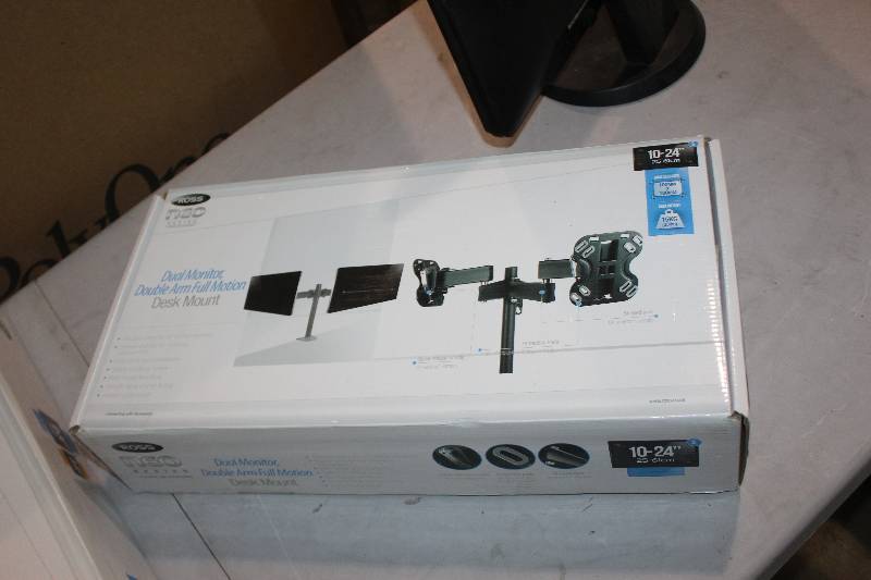 lot 98 image: Ross Dual Monitor Double Arm Full Motion Desk Mount