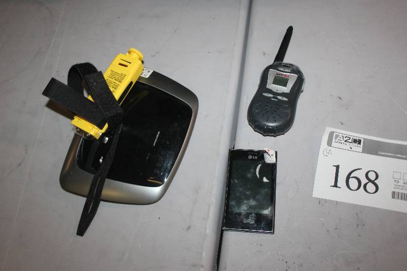 lot 168 image: Lot of (4) Electronics Including 1) Cisco Linksys E2000 Router AND 1) Emergency LED Light AND 1) LG Cell Phone AND 1) Motorola Cobra Microtalk Phone