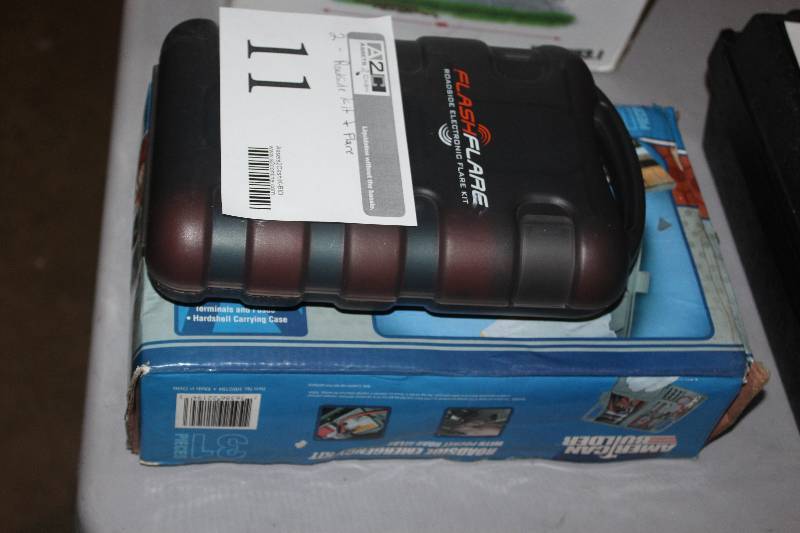 lot 11 image: Lot of (2) American Builder 31-Piece Roadside Emergency Kit & FlashFlare Roadside Electronic Flare Kit