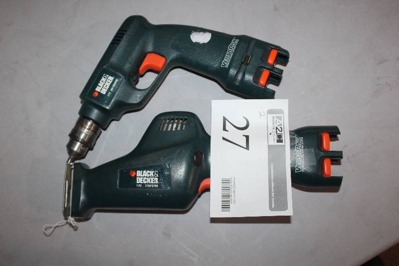 lot 27 image: Lot of (2) Black & Decker Cordless Power Tools Including 1) Drill AND 1) Multi-Purpose Saw