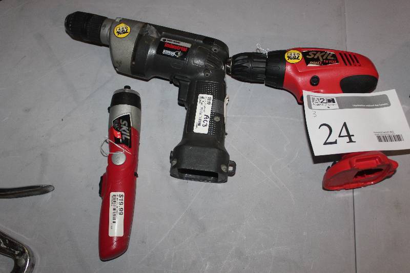 lot 24 image: Lot of (3) Cordless Power Tools Including 1) Kodiak Drill AND 1) Skil Drill AND 1) Skil Drill Driver