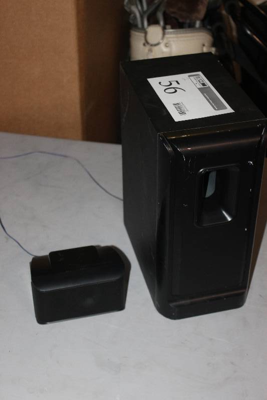lot 56 image: Lot of (2) Electronics Including 1) Insignia Subwoofer AND 1) Insignia Surround Speaker
