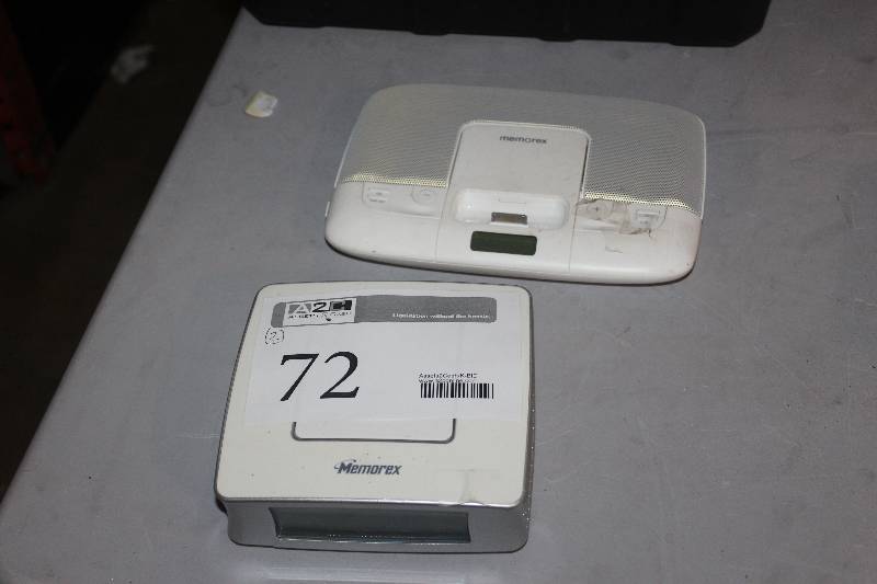 lot 72 image: Lot of (2) Electronics Including 1) Memorex iPod Docking w Alarm Clock & FM Radio AND 1) Memorex Speaker System