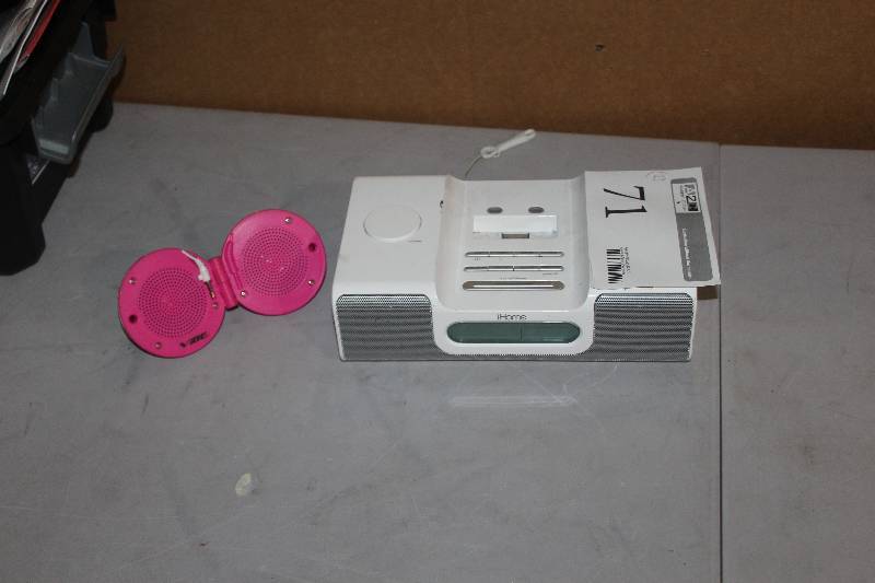 lot 71 image: Lot of (2) Electronics Including 1) iHome Docking Station AND 1) Wireless Speakers