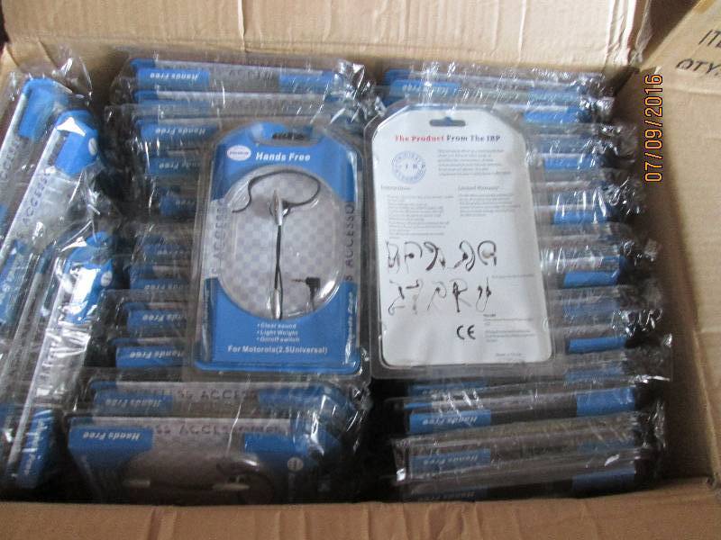lot 23 image: Case of hands free headsets, 100 to...