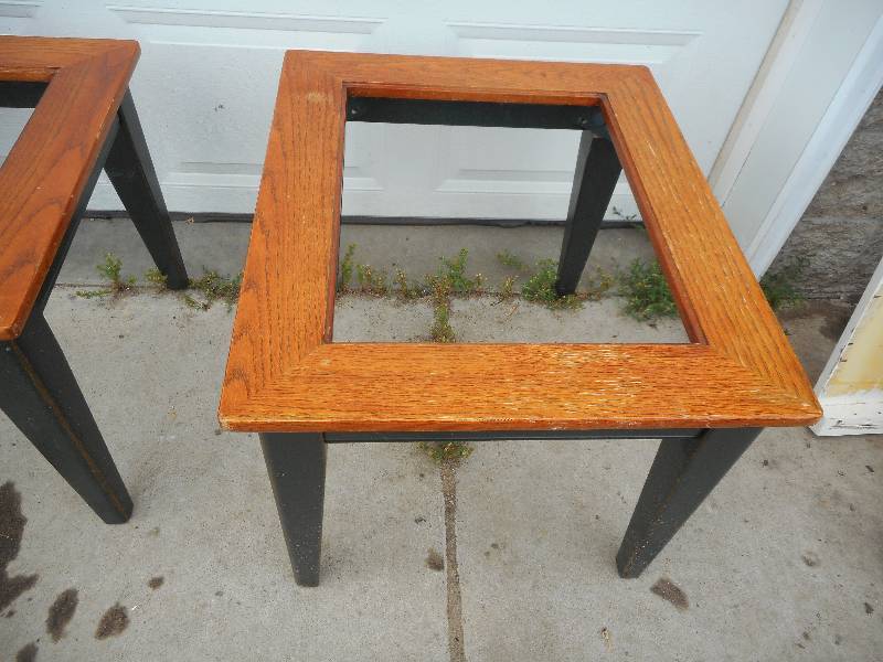 2 GLASS TOP END TABLES