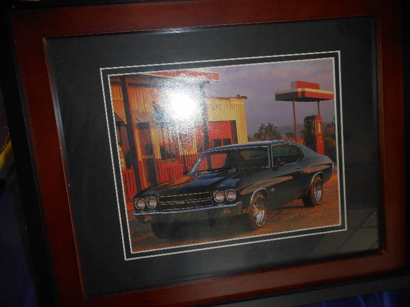 FRAMED VINTAGE CAR PICTURE
